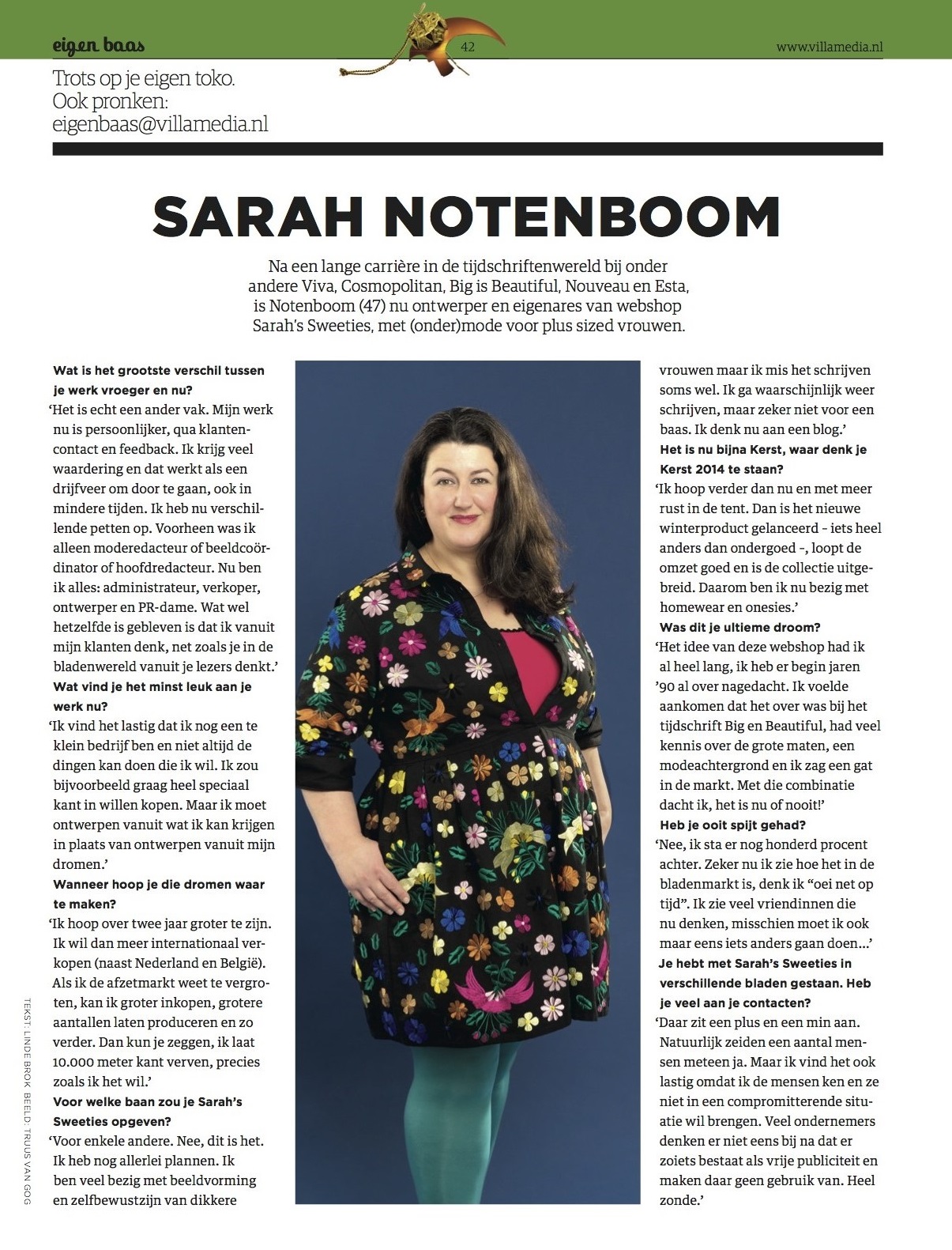 Interview Sarah Notenboom over ondernemerschap in een serie over bladenmakers die iets anders zijn gaan doen in het blad Villamedia december 2013